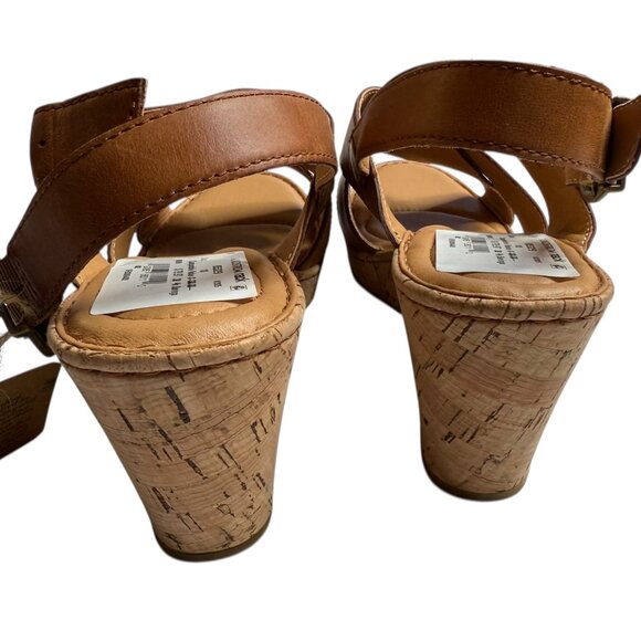 NEW NWT SAMI CORK WEDGE SANDAL BY BORN BRAND. TAN. SIZE WOMEN'S 10M. - Picture 8 of 14